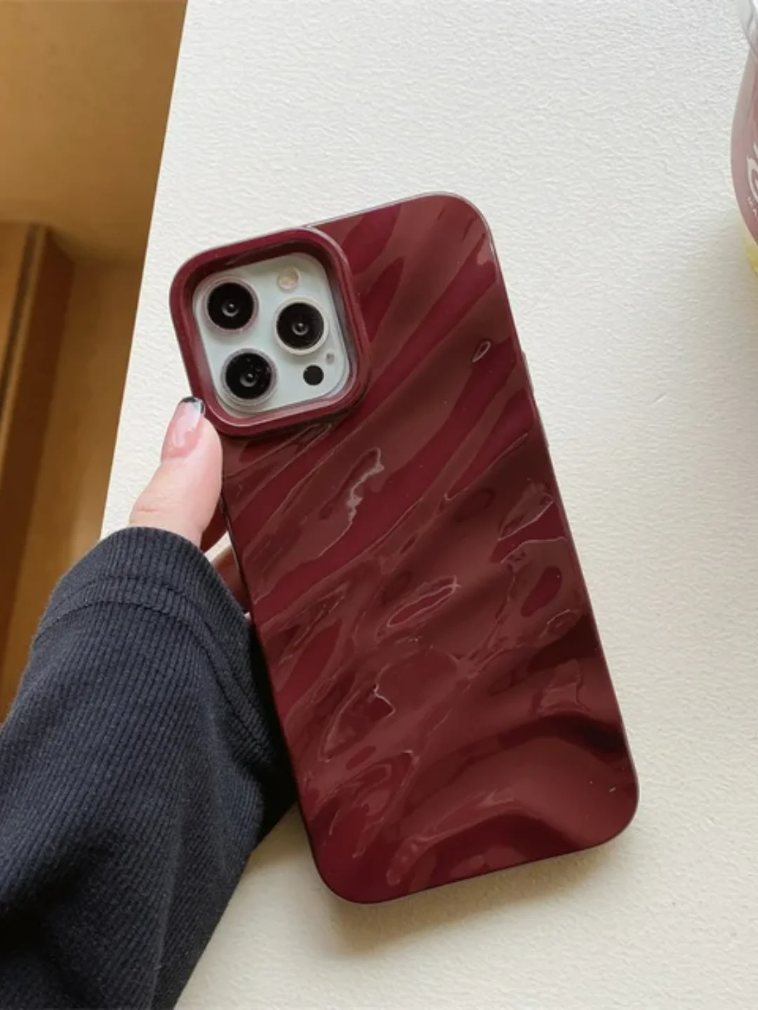 Бежевый меланж чехол для айфон (iPhone) 11, 12, 13, 14, 15 Pro Max, силиконовый 3D, шелковый на айфон