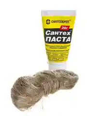 Набор для герметизации резьбы в сантехнике - сантехническая паста 20 г + лён 14 г, пакля