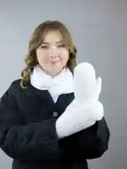 Варежки вязаные шерстяные на плюше