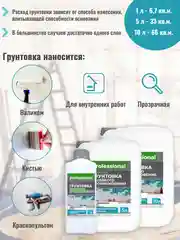 Грунтовка акриловая с антисептиком для потолков, стен, полов, 1 л, PG107 ТМ Professional