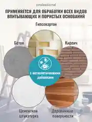 Грунтовка акриловая с антисептиком для потолков, стен, полов, 1 л, PG107 ТМ Professional