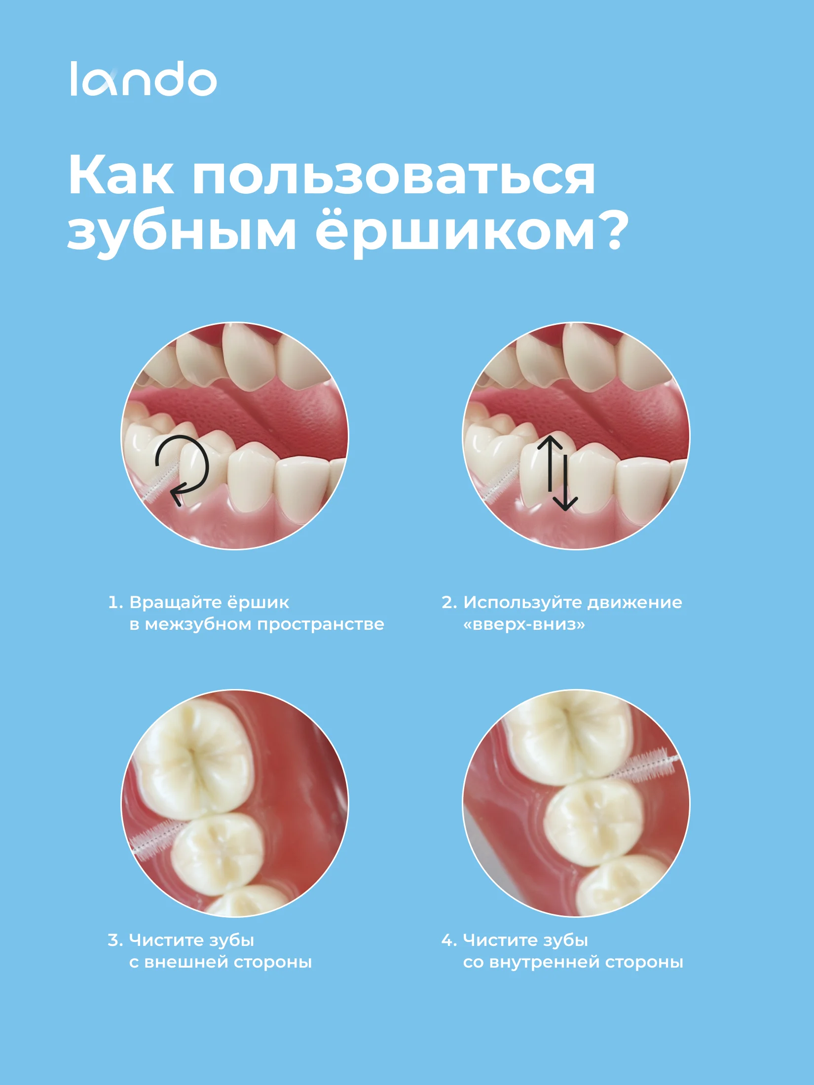 Розовый межзубные ершики, Lando, i-образные, 40 шт