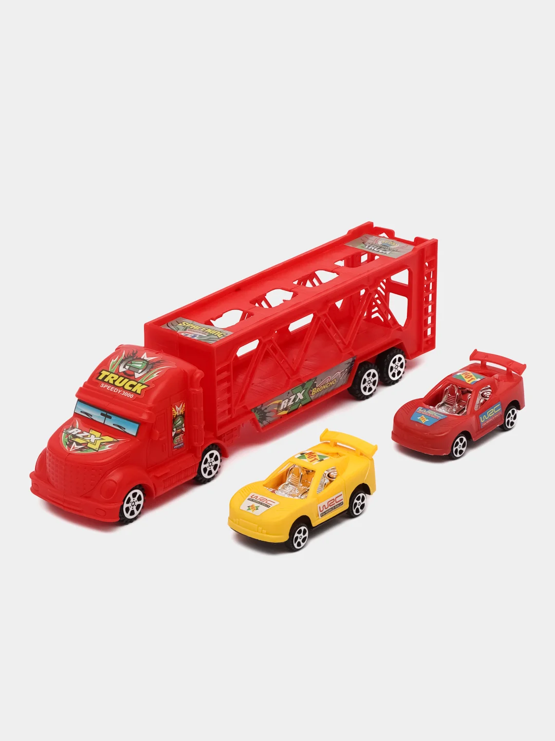 Красный игрушечный "Автовоз", инерционный, 2 машинки в наборе