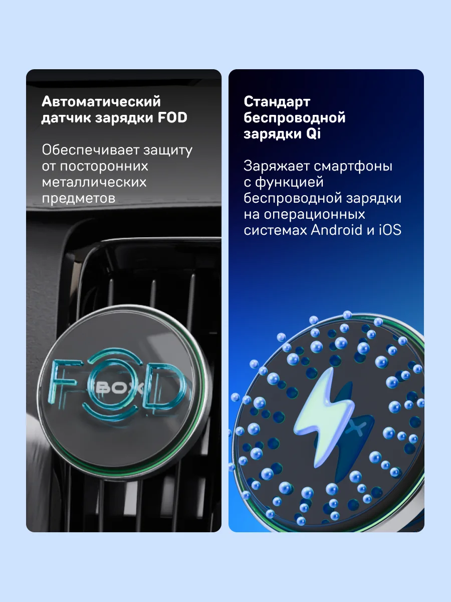 Автомобильный магнитный держатель для смартфона с беспроводной зарядкой iBOX TRON M7