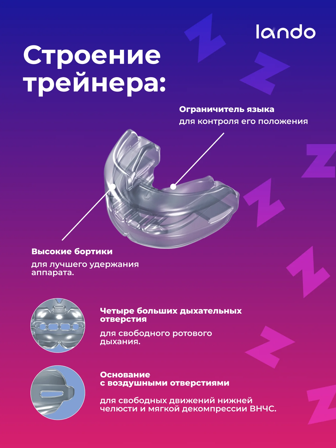 Капа (трейнер) антихрап стоматологическая Lando - помогает бороться с храпом