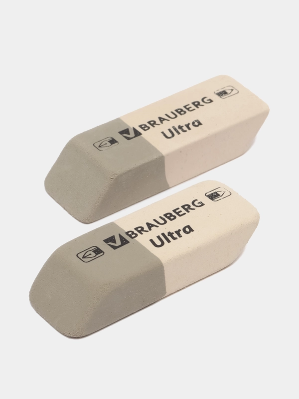 Ластик, упаковка до 5 шт, Brauberg Ultra, 41 х 14 х 8 мм, серо-белый, натуральный каучук