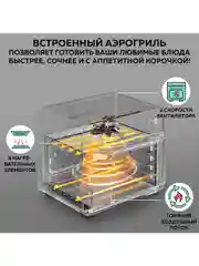 Многофункциональная мини-печь GFAO-700 с функцией аэрогриля, шашлычницей, вертелом