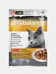 Корм влажный для кошек ProBalance Immuno Protection, с говядиной в соусе, 28 штук по 85 г
