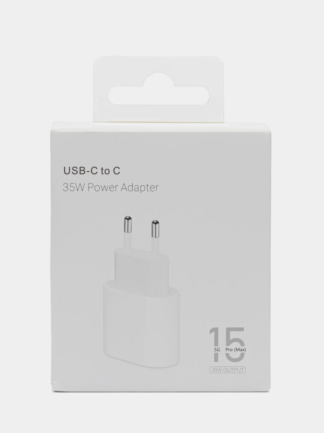 Белый блок питания для iPhone 15 / 15 Plus / 15 Pro / 15 Pro Max, 35W, Type-C, быстрая зарядка