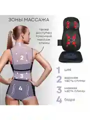 Тонкая 3D массажная накидка шиацу MN-1000. Зона для шеи и плеч, вибромассаж, подогрев