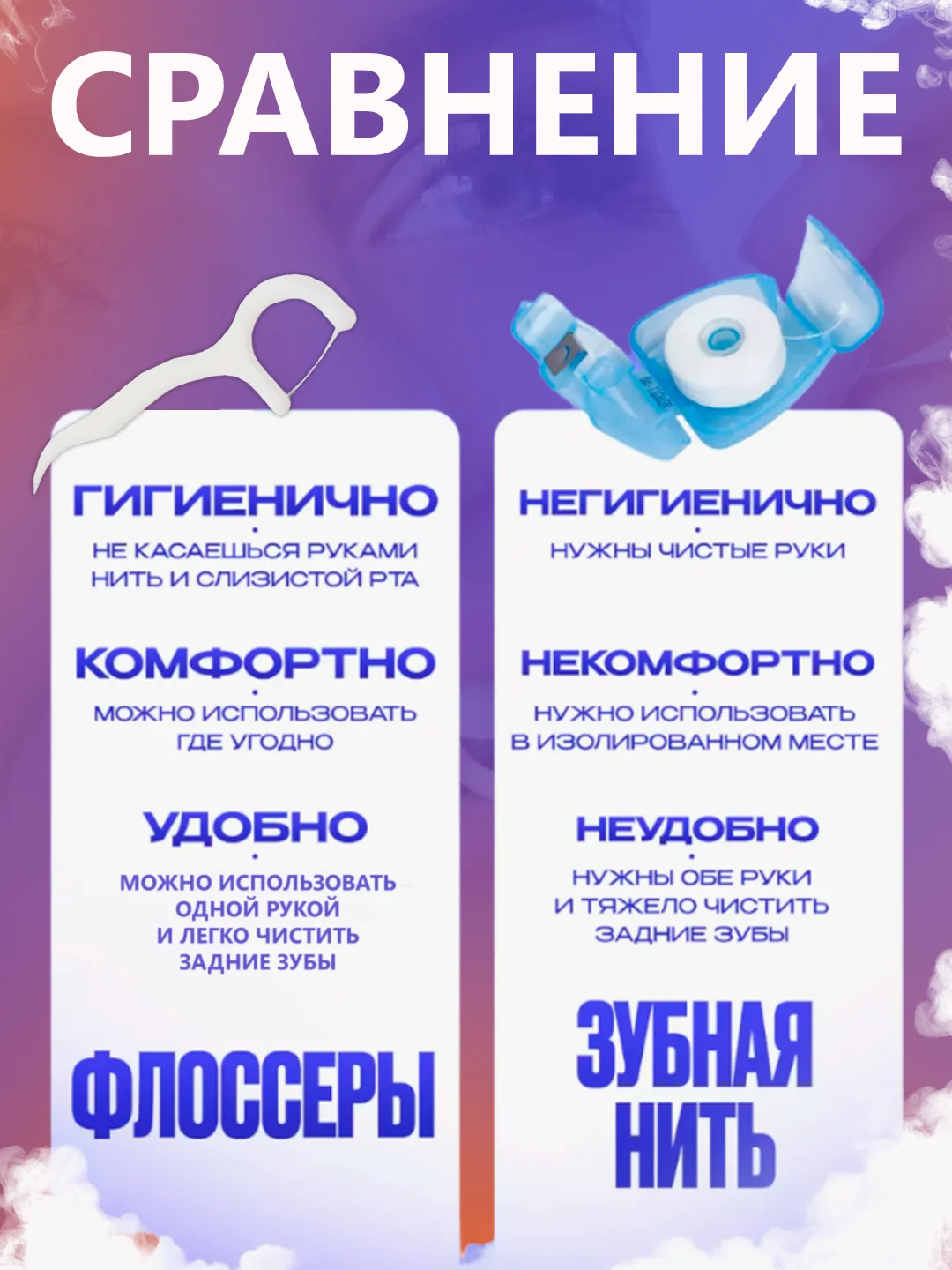 Зубная нить и зубочистка, 50 штук, флоссер