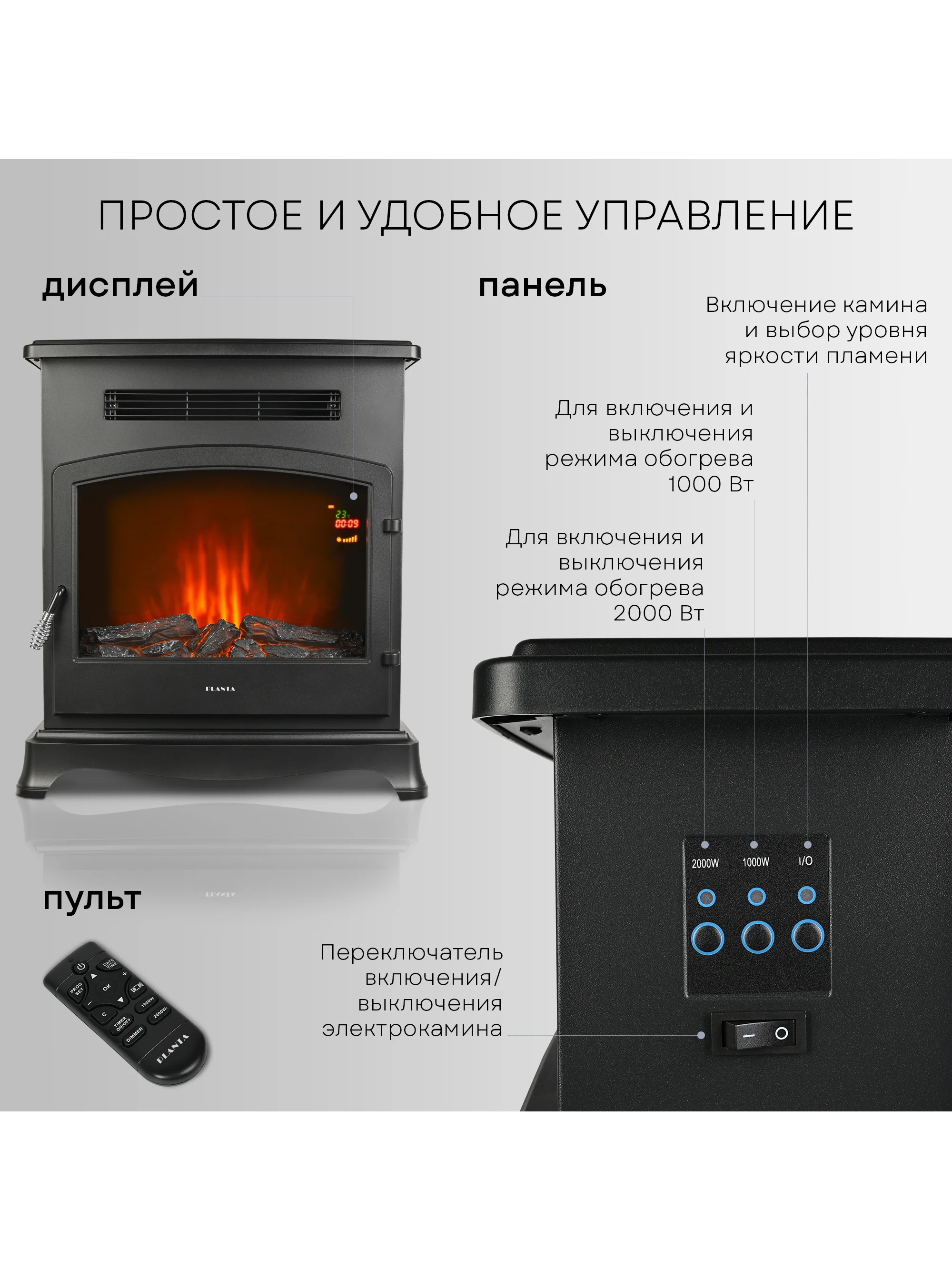 Электрокамин PLANTA PFP-FS500, отдельностоящий