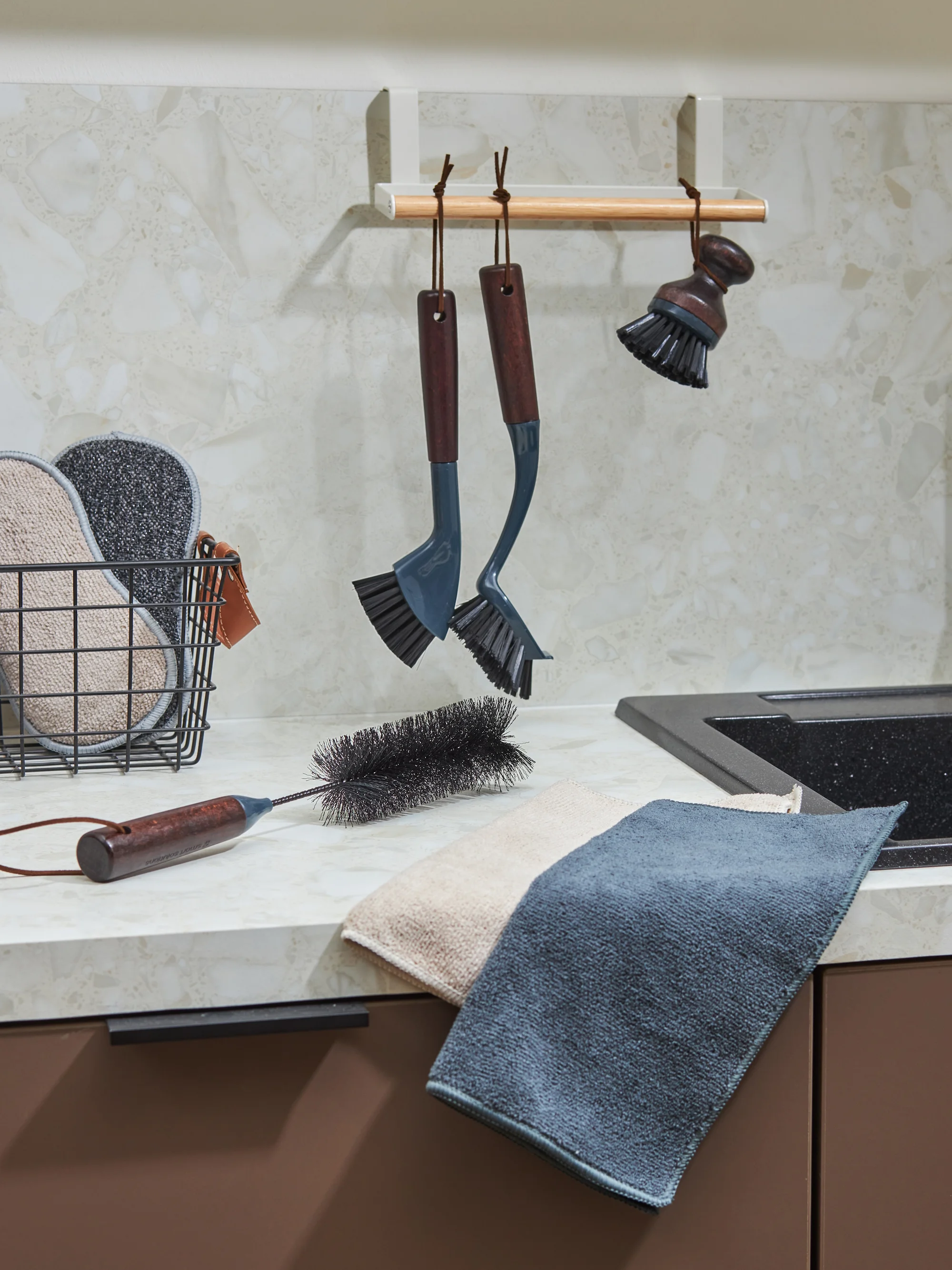Бежевый салфетка из микрофибры 30х30 см Cozy Clean тряпка впитывающая для уборки, набор из 3 шт