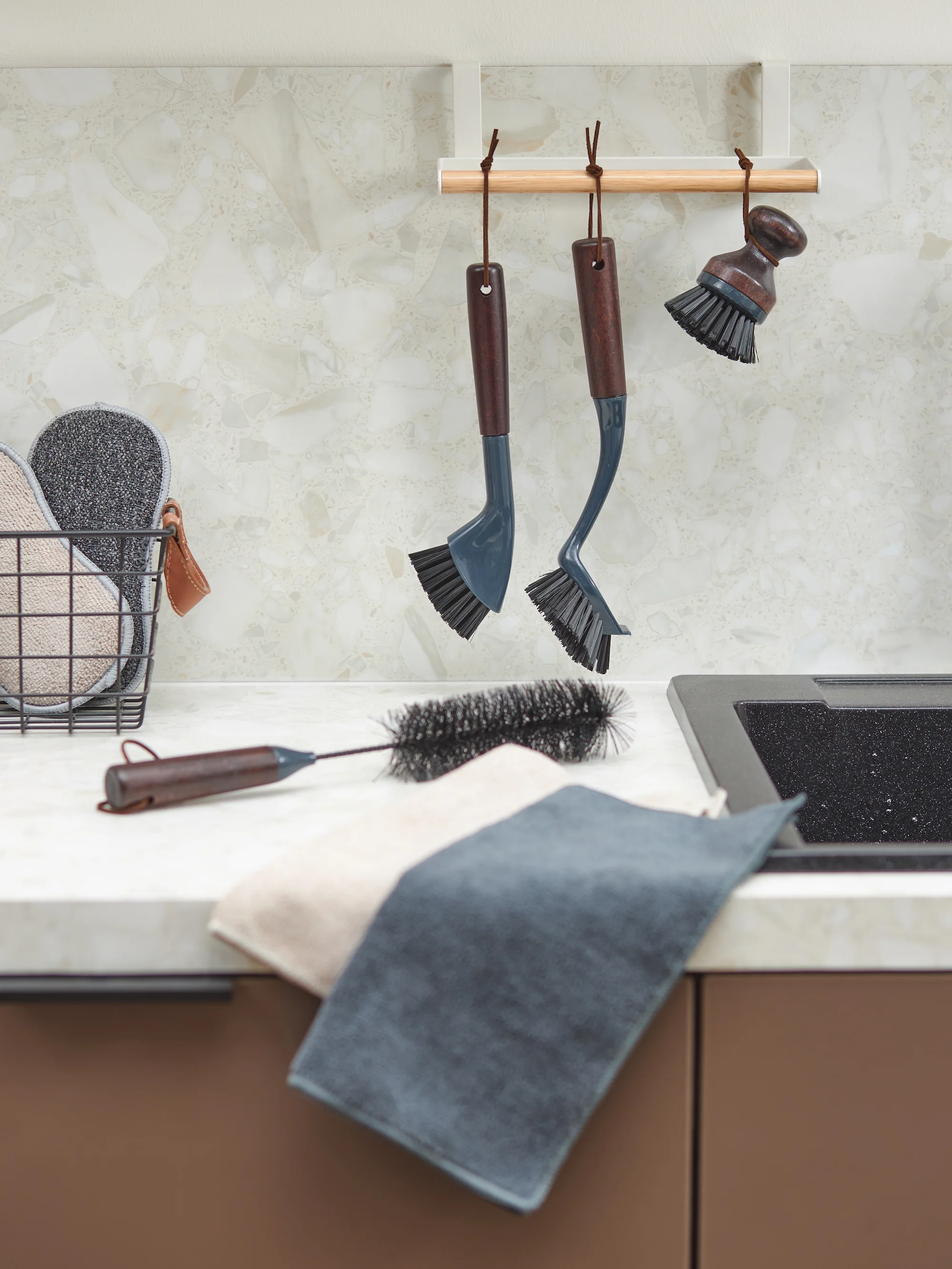 Тёмно-серый салфетка из микрофибры 30х30 см Cozy Clean тряпка впитывающая для уборки, набор из 3 шт