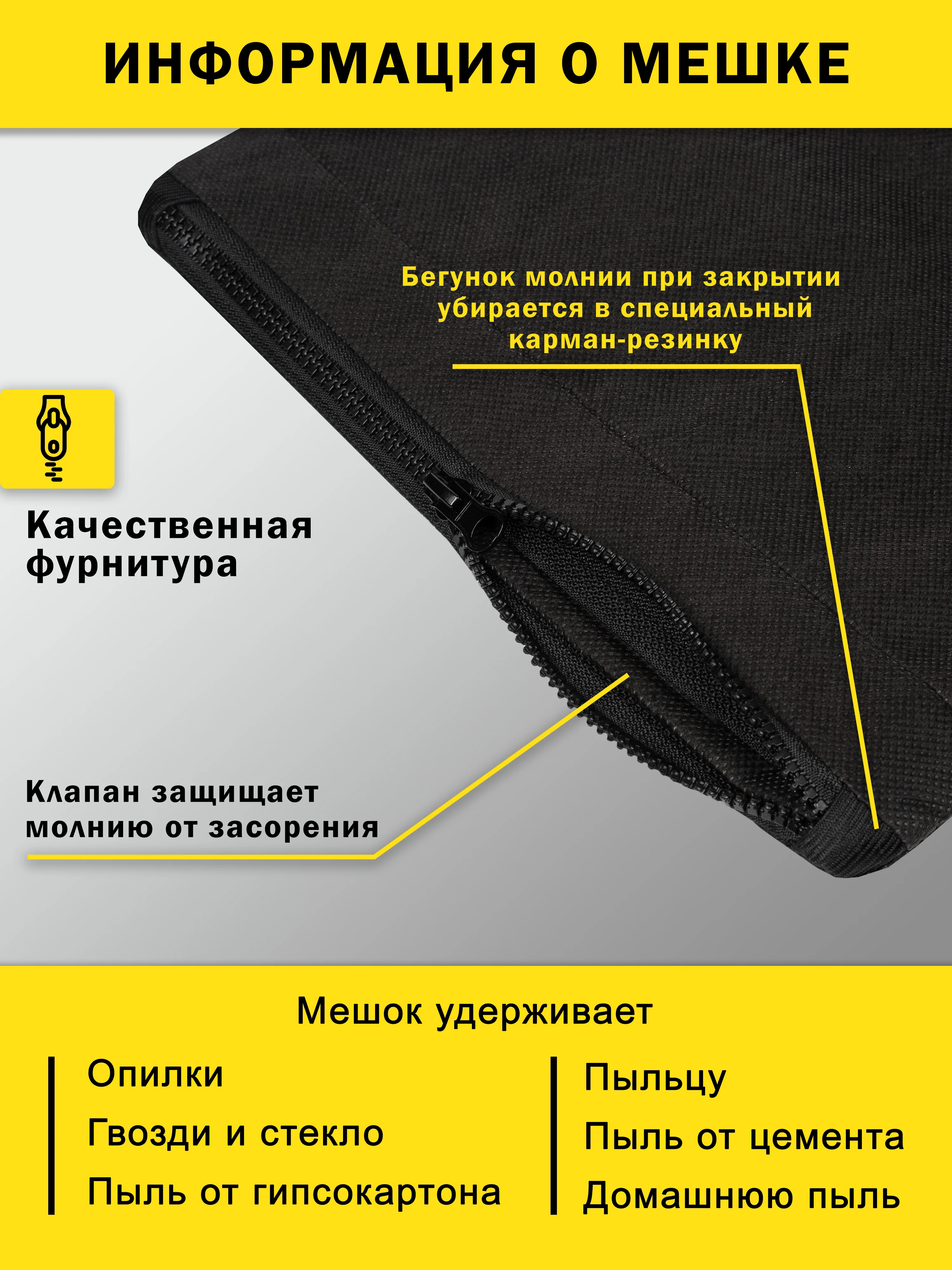 Многоразовый мешок на молнии для пылесоса KARCHER WD2, MV2 WD 2 Premium / Керхер вд2