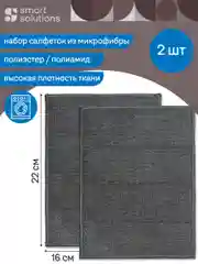 Тёмно-серый салфетка-губка для уборки двухсторонняя из микрофибры 16х22 см Cozy Clean, набор из 2 шт