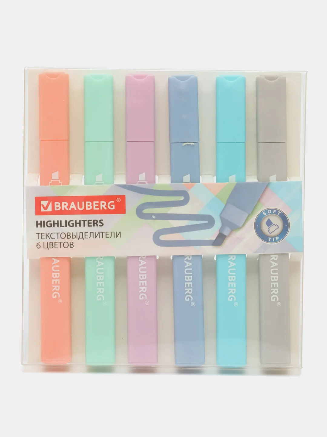 Текстовыделители пастельные Brauberg Macaroon, набор 6 цветов, маркеры выделители, 1-5 мм