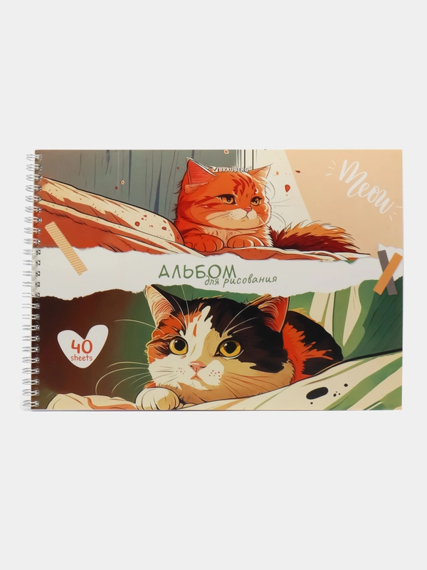 Альбом для рисования Brauberg Anime Cats, 107024, в школу А4 40 листов на спирали