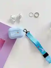 Синий чехол для наушников Apple AirPods 1 / Pro 2 / 3 силиконовый с принтом Nike sport (найк))