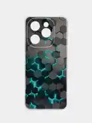 Бирюзовый чехол на Tecno Spark 20 Pro 5G / Текно Спарк 20 Про 5G с принтом, защита камеры