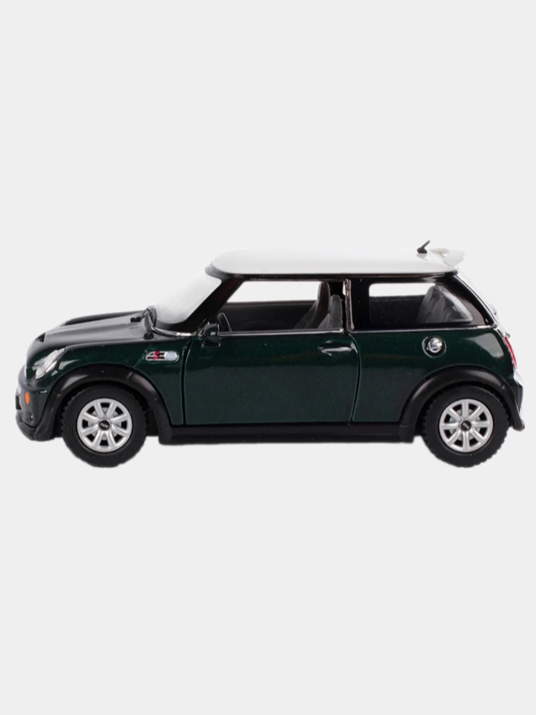Тёмно-зелёный машинка металлическая инерционная Mini Cooper S KT5059 1:28 KINSMART