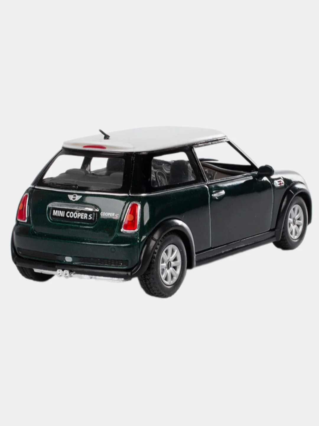 Тёмно-зелёный машинка металлическая инерционная Mini Cooper S KT5059 1:28 KINSMART