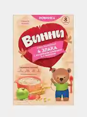 Каша сухая молочная из смеси 4 злаков Винни, с клубникой и яблоком, с 8 мес, 200 г