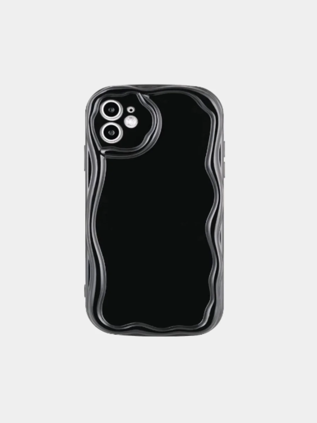 Черный чехол силиконовый для iPhone 12/13/14/15 Mini/Plus/Pro/Max, объемный