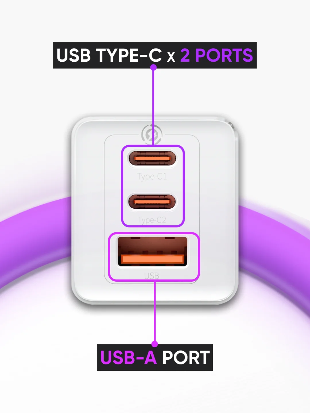 Зарядка белая для Яндекс Станция Лайт / блок 65W+ кабель USB Type-C / Type-C 100W 2 метра