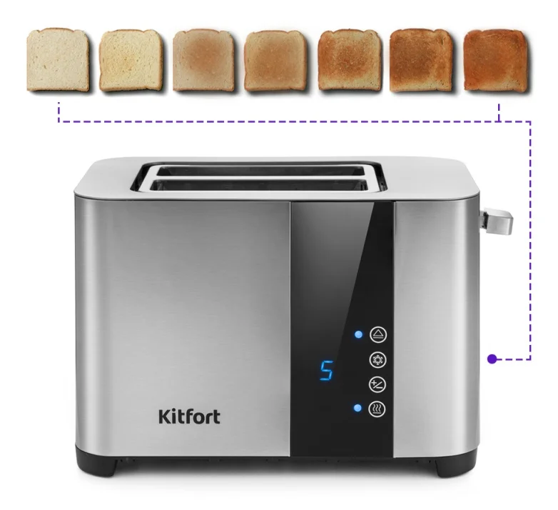 Тостер Kitfort KT-2047, 750-850 Вт, 2 слота, LED-дисплей