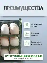 Зеленый контейнер - подставка для яиц в холодильник, органайзер - лоток для 30 штук