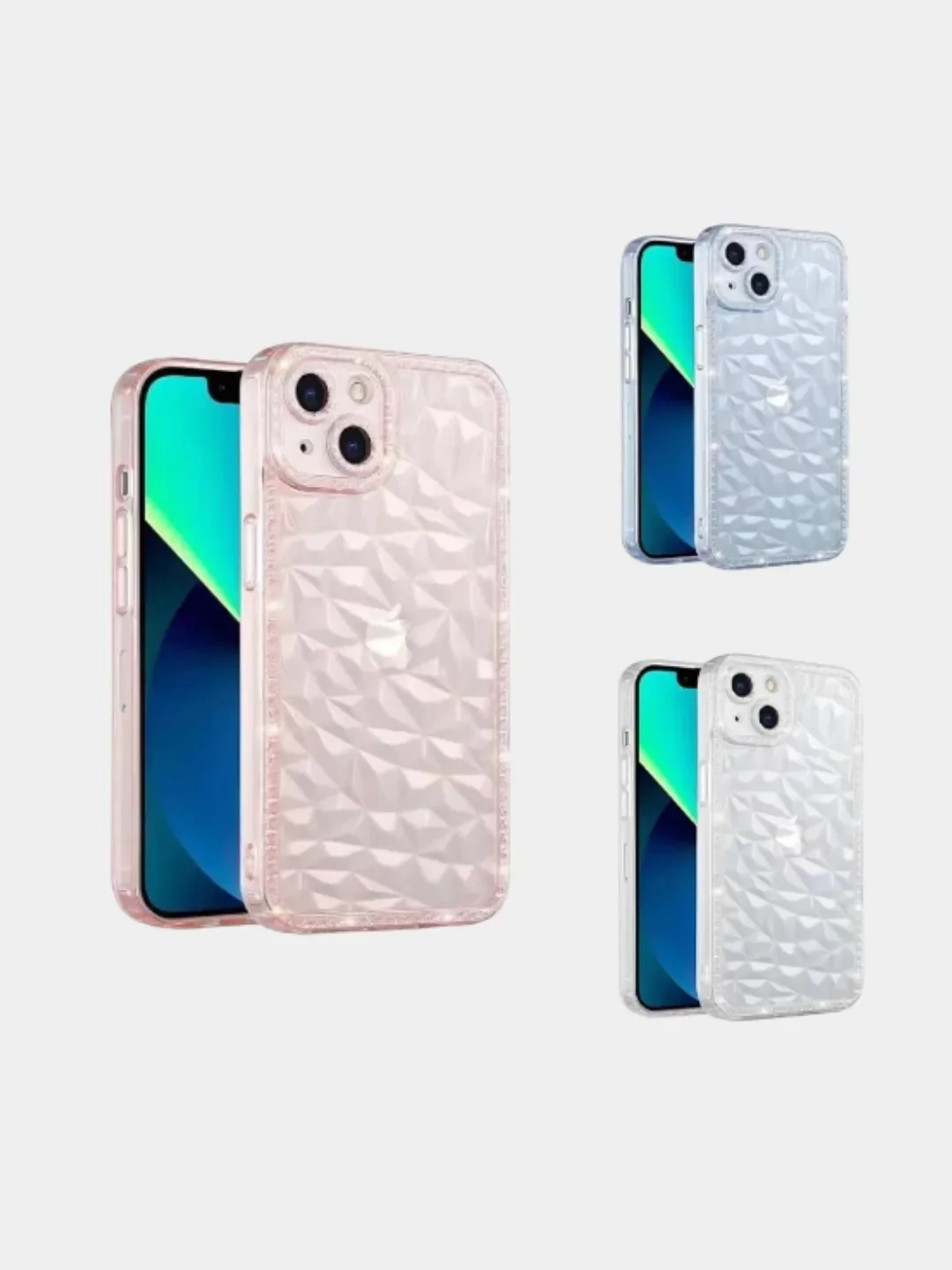 Розовый чехол силиконовый с эффектом сияния для iPhone 12/13/14/15 Plus/Pro/Max