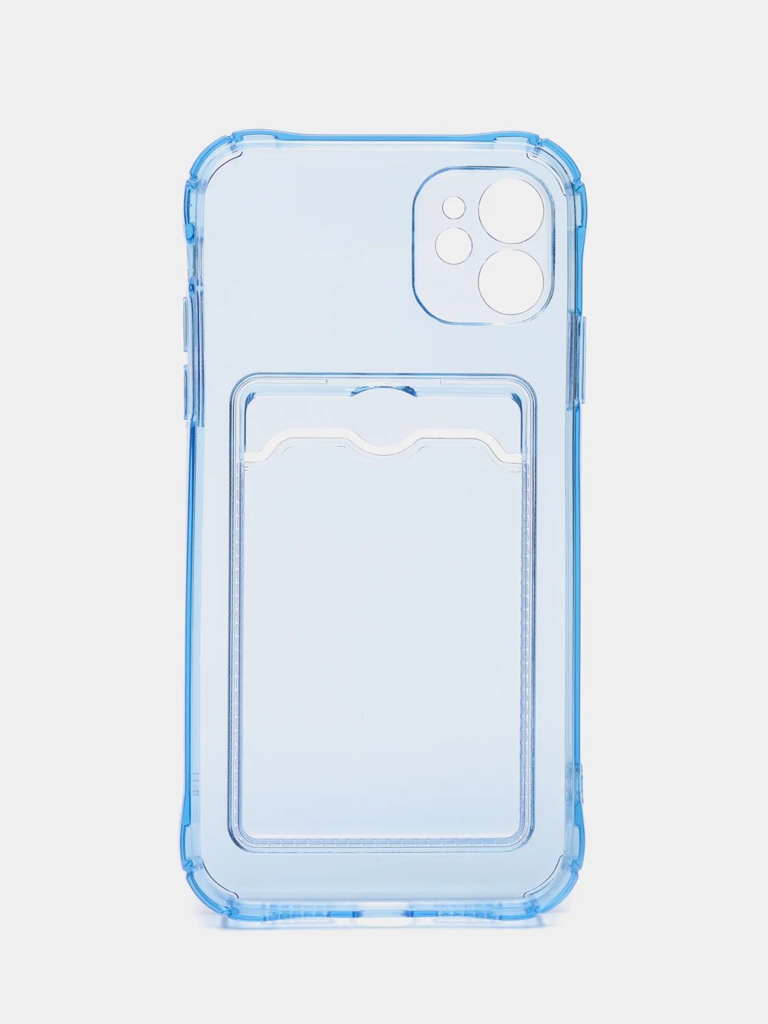 Синий чехол для iPhone 11 с карманом для карт, прозрачный