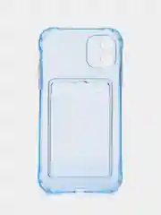 Синий чехол для iPhone 11 с карманом для карт, прозрачный