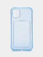 Синий чехол для iPhone 11 с карманом для карт, прозрачный