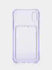 Лавандовый чехол iPhone X, XS,  с карманом для карт, прозрачный