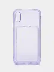 Лавандовый чехол iPhone X, XS,  с карманом для карт, прозрачный