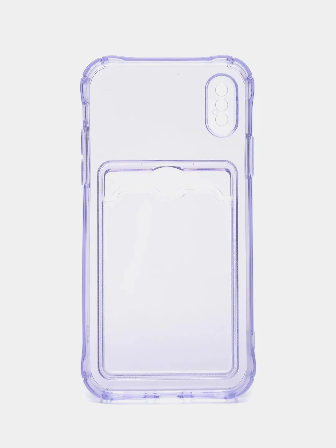 Лавандовый чехол iPhone X, XS,  с карманом для карт, прозрачный