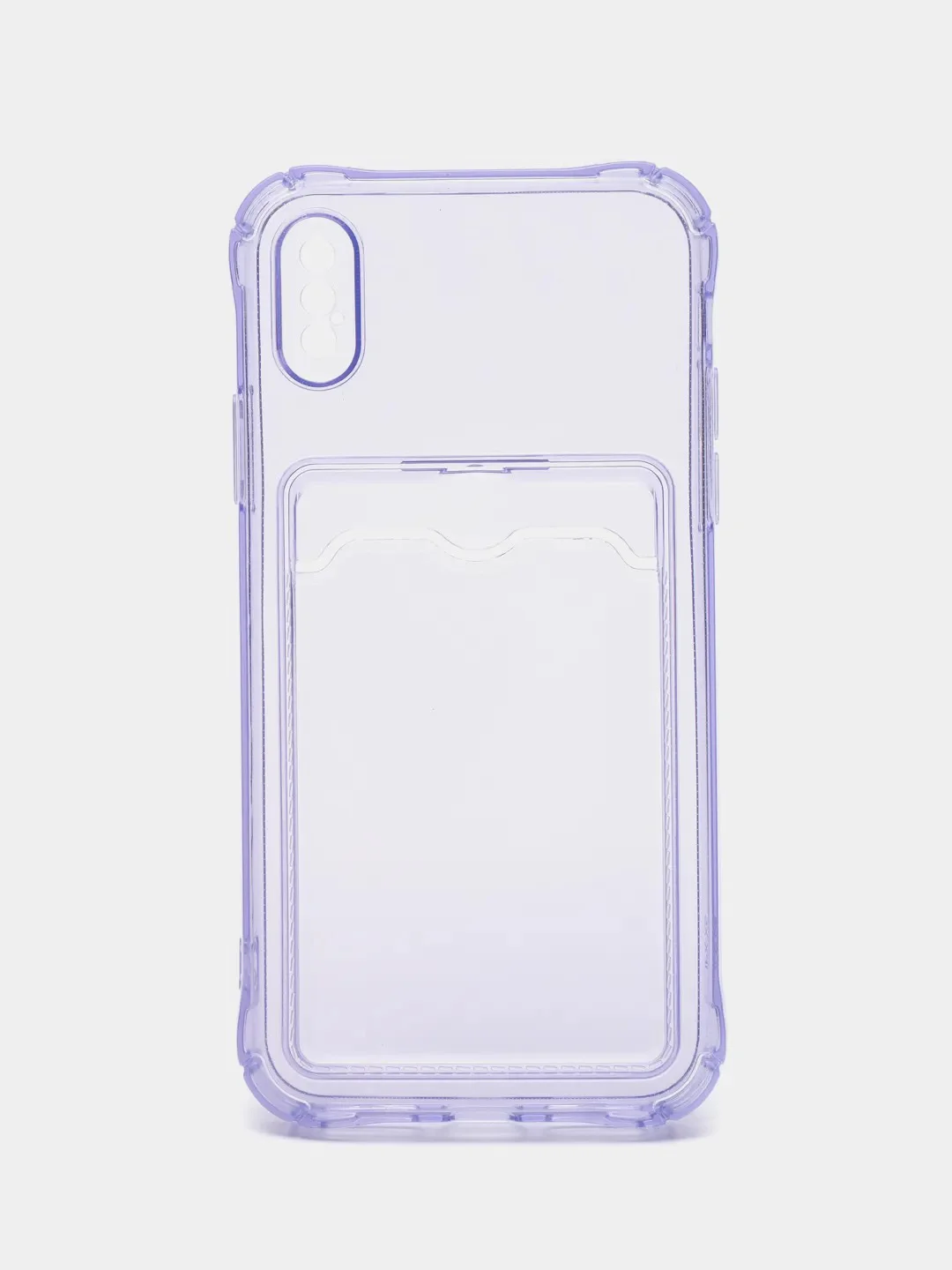 Лавандовый чехол iPhone X, XS,  с карманом для карт, прозрачный