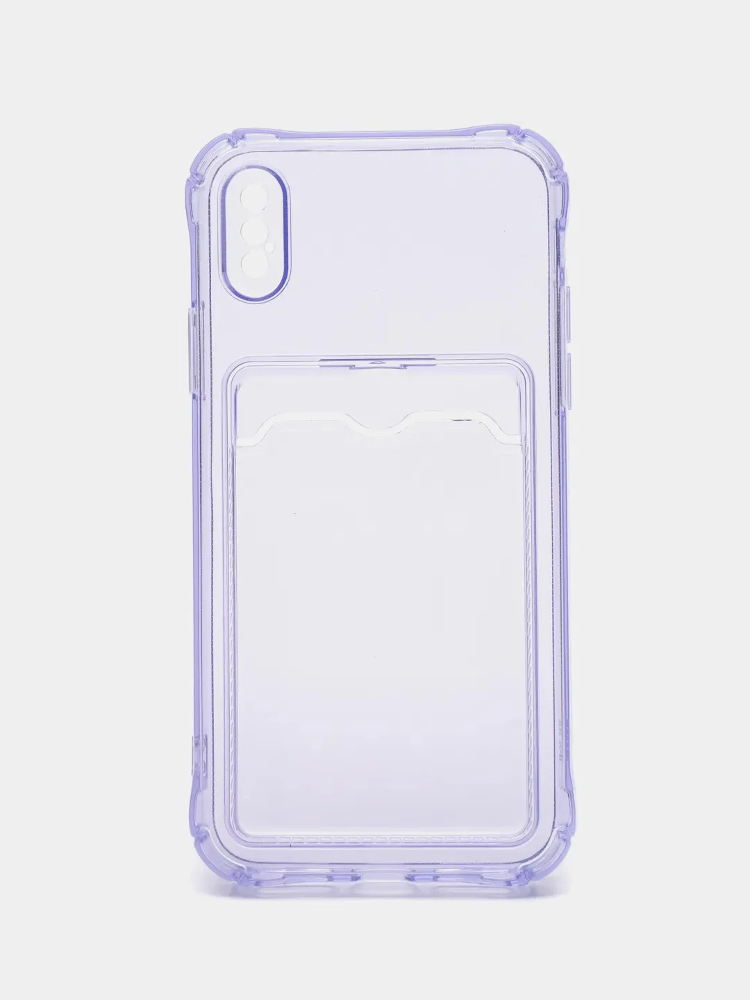 Лавандовый чехол iPhone X, XS,  с карманом для карт, прозрачный