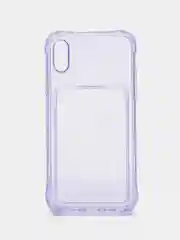 Лавандовый чехол iPhone X, XS,  с карманом для карт, прозрачный