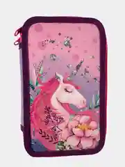 Коралловый пенал школьный,2 отделения