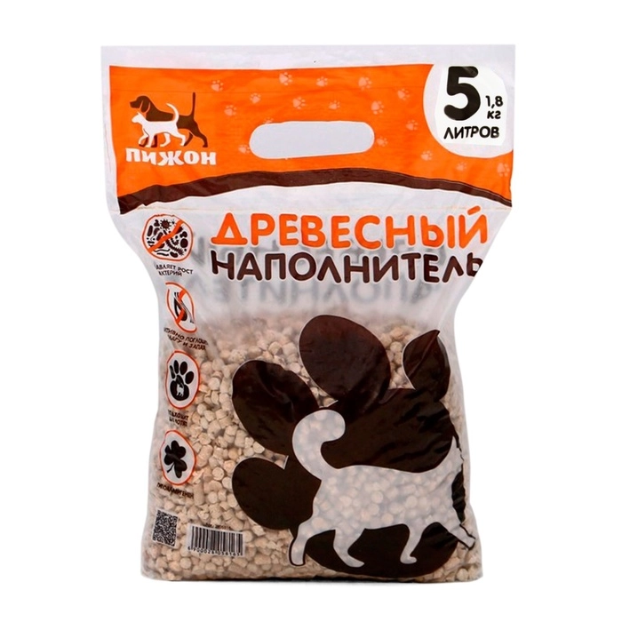 Наполнитель древесный "Пижон", для кошачьего туалета, для грызунов без запаха