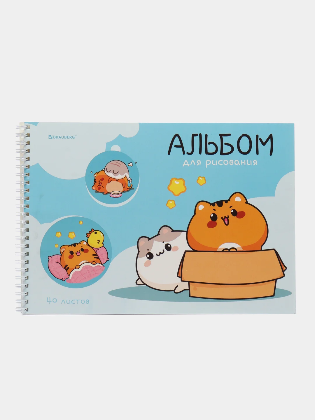 Альбом для рисования Brauberg Аниме Коты, 107016, в школу А4 40 листов, спираль, набор 2шт