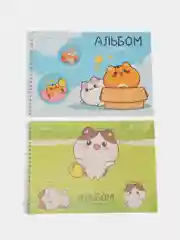 Альбом для рисования Brauberg Аниме Коты, 107016, в школу А4 40 листов, спираль, набор 2шт