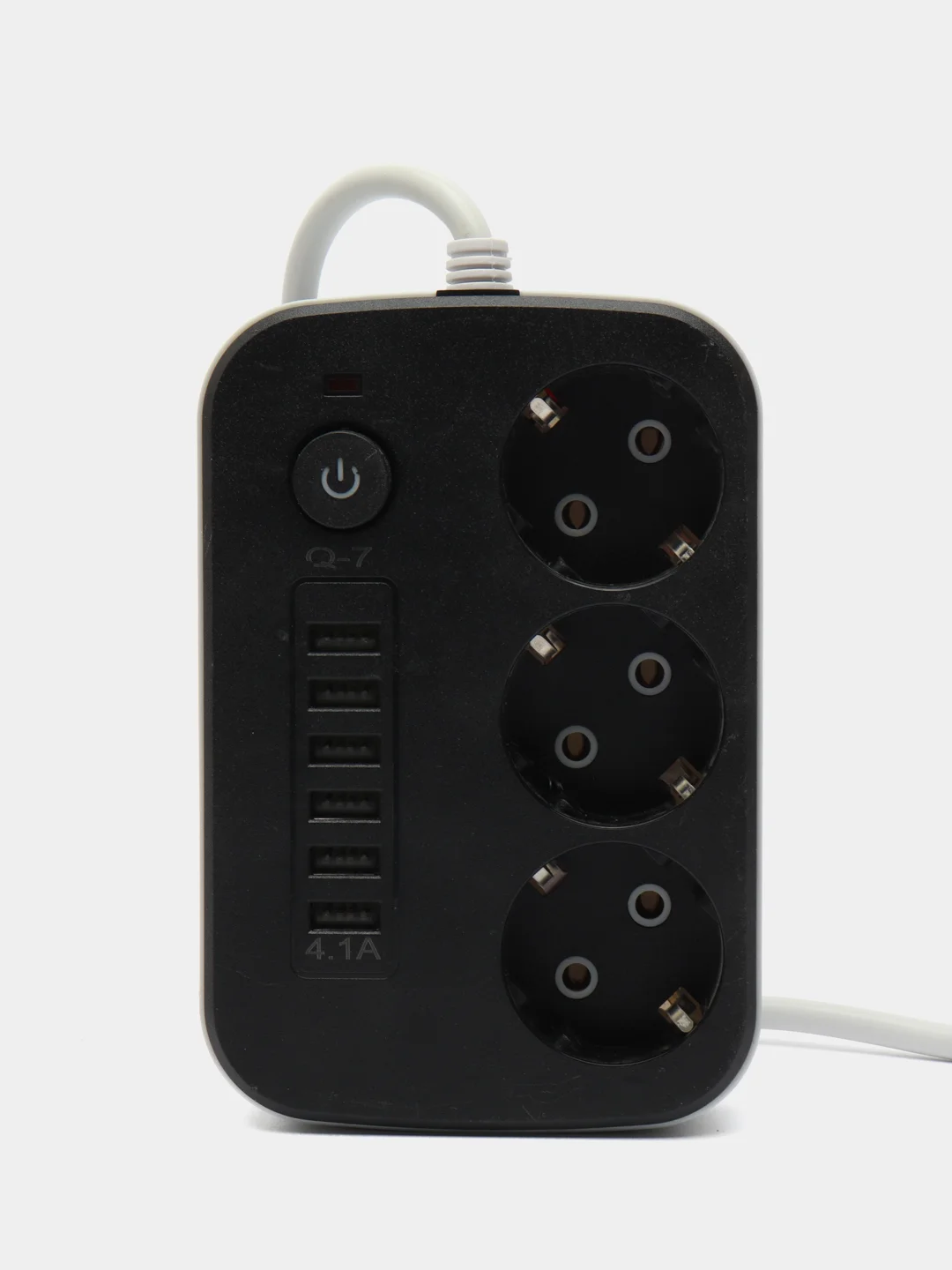 Черный сетевой фильтр пилот с USB и защитой