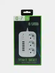 Черный сетевой фильтр пилот с USB и защитой