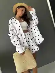 Черный женский муслиновый летний костюм рубашка и юбка