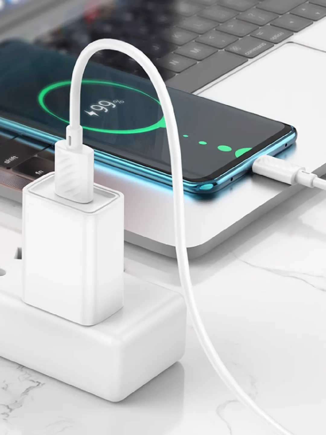 Белый кабель зарядный Hoco для iPhone и Android, Type-C / Micro-USB / Lightning, Быстрая зарядка
