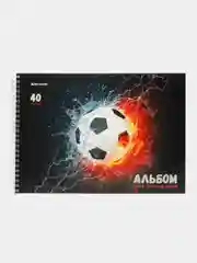 Альбом для рисования Brauberg Футбол, 107015, в школу А4 40 листов на спирали, набор 2 шт